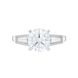Erin Round Brilliant with Tapered Baguettes Milgrain Engagement Ring