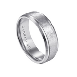 Cole 7mm Beveled Edge Men's Wedding Band in Diamond Scratch Finish
