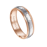 Archie 6mm Two Tone Hammered Men's Wedding Band with Milgrain Edge