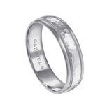 Archie 6mm Two Tone Hammered Men's Wedding Band with Milgrain Edge