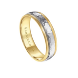 Archie 6mm Two Tone Hammered Men's Wedding Band with Milgrain Edge