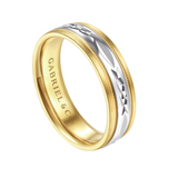 Beaux 8mm Two Tone Men's Wedding Band in Satin Finish