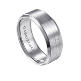 Alexander 8mm Two Tone Beveled Edge Men's Wedding Band in Satin Finish