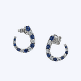 Sapphire and Diamond Double Open Hoop Earrings