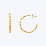 38mm Braided Yellow Gold Hoop Earrings