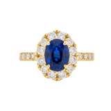 Sapphire and Diamond Halo Engagement Ring