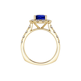 Sapphire and Diamond Halo Engagement Ring
