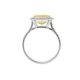 3.01ctw Radiant Fancy Yellow with Diamond Halo and Accent Ring