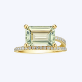 Green Amethyst and Diamond Wrap Ring