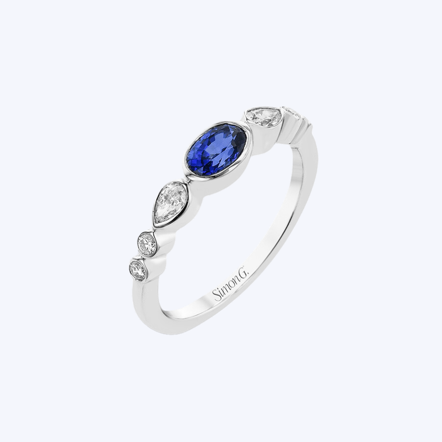 Simon G Bezel Set Sapphire and Diamond Ring