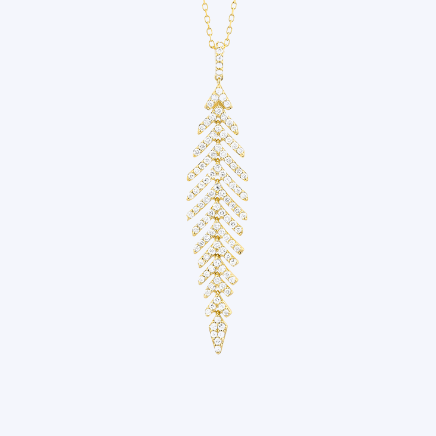 Diamond Feather Pendant Necklace