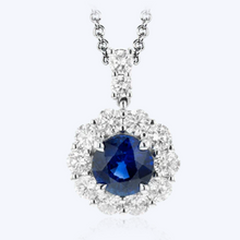 Load image into Gallery viewer, Sapphire &amp; Diamond Pendant Necklace
