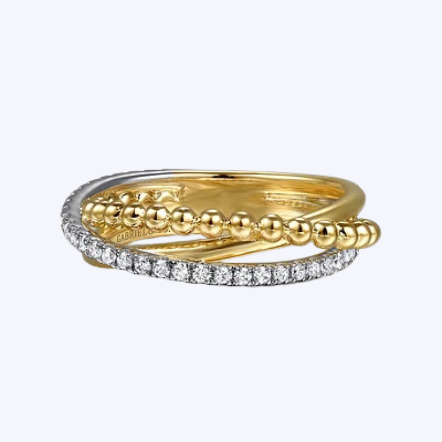 Rachel 2-Tone Diamond Criss-Cross Ring