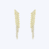 Diamond Slanted Baguettes and Round Diamond Linear Earrings