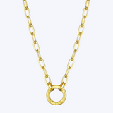 Open Engraved Round Link Necklace