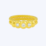 Vintage Inspired Coil Ring with Bezel Set Diamonds