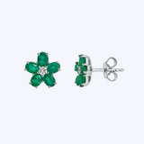 Petite Jardin Emerald and Diamond Flower Earrings