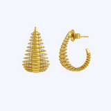 Scintilate Diamond Fish Bone Hoop Earrings