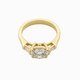 Oval Cut Lab-Grown Diamond with Half Moon Side Diamonds