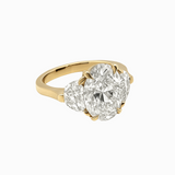 Oval Cut Lab-Grown Diamond with Half Moon Side Diamonds