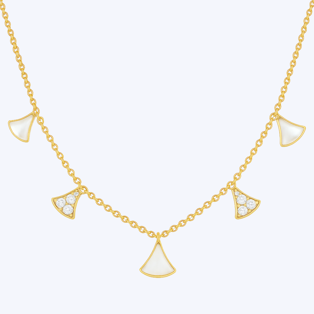Alda Diamond and Gemstone Stationed Necklace
