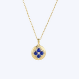 Sapphire & Diamond Clover Medallion Pendant Necklace