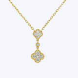 Station Diamond Clover Drop Pendant Necklace