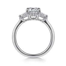 Load image into Gallery viewer, Kenia 14K White Gold Emerald Cut Three Stone Diamond Engagement Ring
