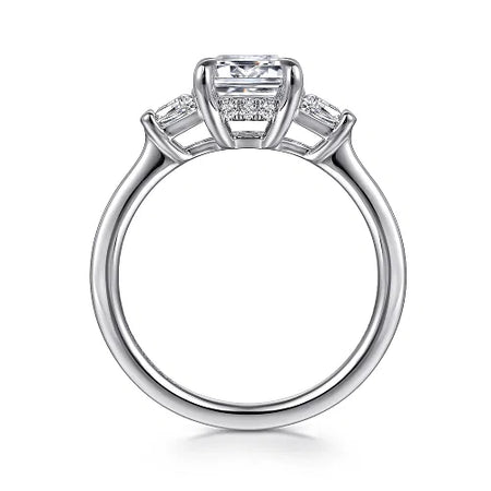 Kenia 14K White Gold Emerald Cut Three Stone Diamond Engagement Ring