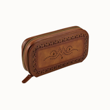WOLF Brogue Two Piece Watch Zip Case - Burnished Brown