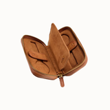 WOLF Brogue Two Piece Watch Zip Case - Burnished Brown