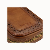 WOLF Brogue Two Piece Watch Zip Case - Burnished Brown