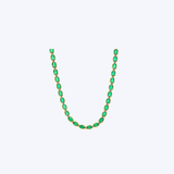 14K Yellow Gold 14.60ctw Bezel Set Oval Emerald Semi-Tennis Necklace - 15-18" (WCLOUD)