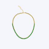14K Yellow Gold 14.60ctw Bezel Set Oval Emerald Semi-Tennis Necklace - 15-18" (WCLOUD)