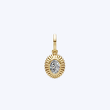 14K Yellow Gold 0.35ctw Bezel Set Oval Diamond Sunburst Charm - 12mm/1.2gr (WCLOUD)