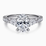 Isadora Oval Three Stone Diamond Engagement Ring
