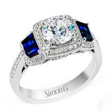 Leia Round-Cut Three-Stone Halo Engagement Ring