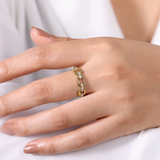 Chain Link Stackable Ring Band with Diamond Connectors