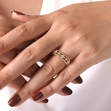 Diamond and Bujukan Bead Easy Stackable Ring