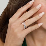 White Gold Diamond Criss Cross Ring