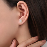Gabriel & Co 14K Gold Cultured Pearl with Diamond Halo Studs