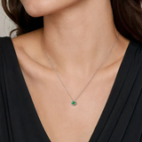 Gaby White Gold Peridot and Diamond Halo Pendant Necklace