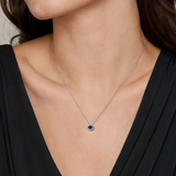 Gabriel & Co 14K White Gold Sapphire and Diamond Halo Pendant