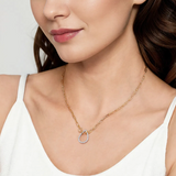 Gabriel & Co 14K Yellow/White Gold Open Teardrop Diamond Hollow Paperclip Chain Necklace