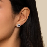 Clover Diamond and Sapphire Stud Earrings