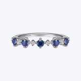 Alternating Round Diamond and Sapphire Ring