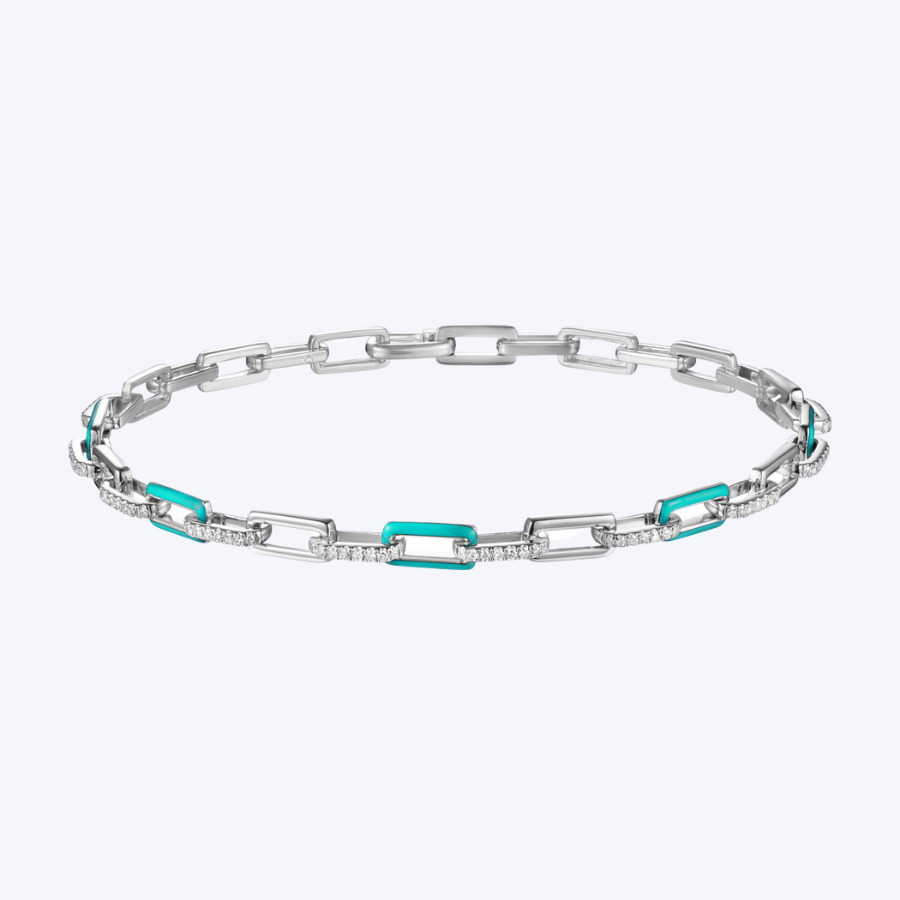 Enamel & Diamond Link Bracelet