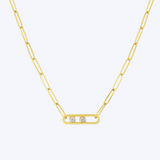 Twin Diamond Paperclip Necklace