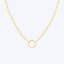 Load image into Gallery viewer, Bezel Diamond Ring Paper Clip Necklace
