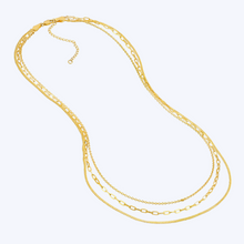 Load image into Gallery viewer, Rolo/Paper Clip/Curb Triple Chain Necklace
